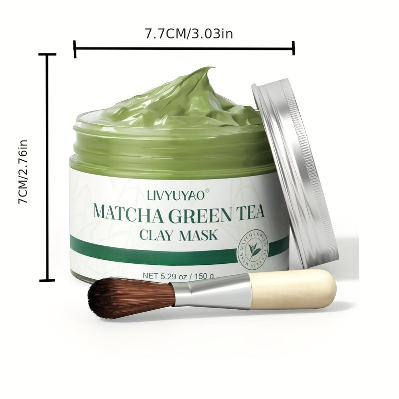 150g Green Tea Clay Facial Mask, Green Clay Mask With Volcanic Mud, Deep Washing Blackhead Cleansing Mud Mask, Purifying Facial Mask With Plant Squalane