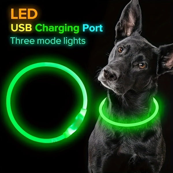 USB Rechargeable Dog Collar Pet Dog LED Light Collar