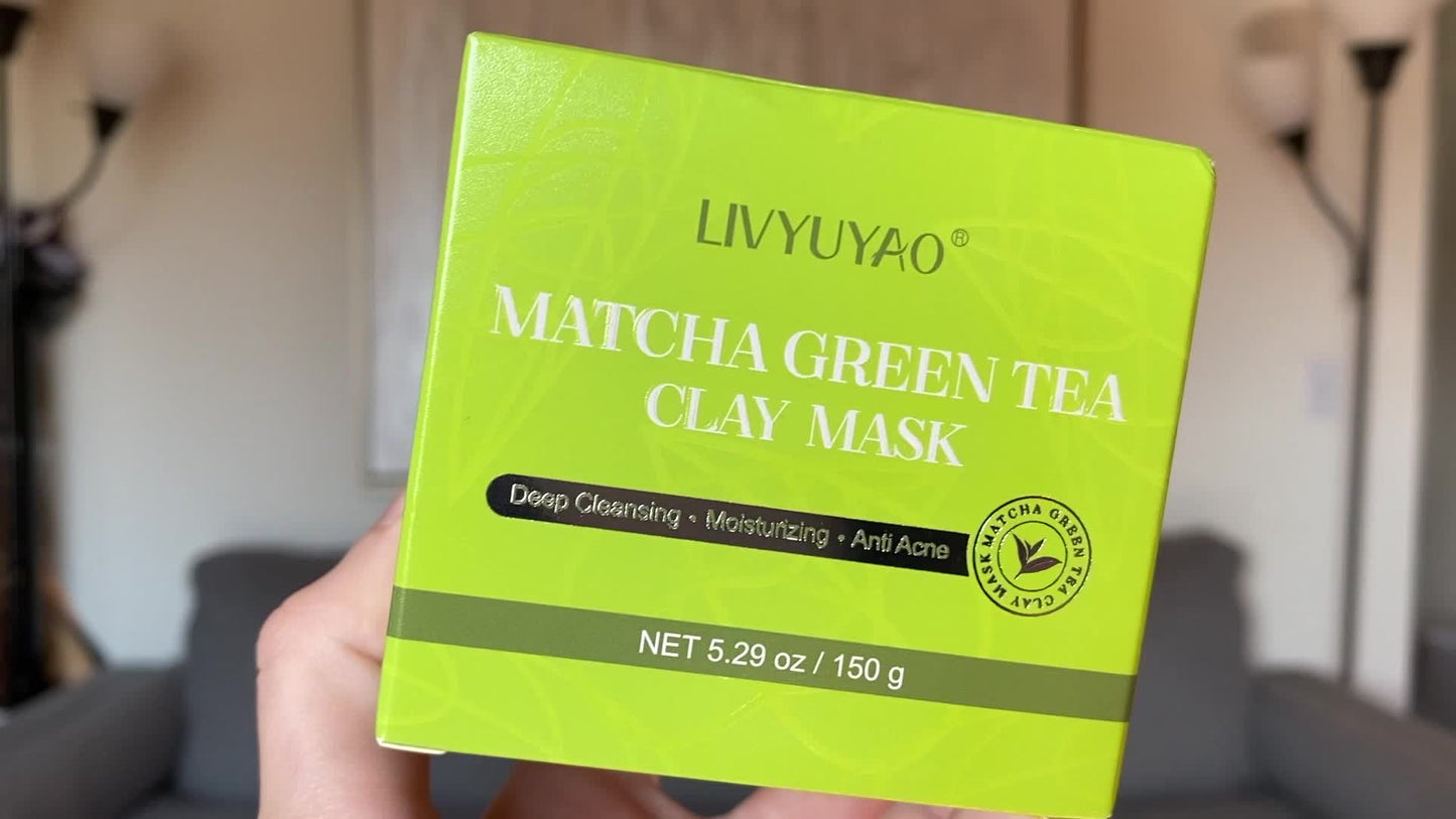 150g Green Tea Clay Facial Mask, Green Clay Mask With Volcanic Mud, Deep Washing Blackhead Cleansing Mud Mask, Purifying Facial Mask With Plant Squalane